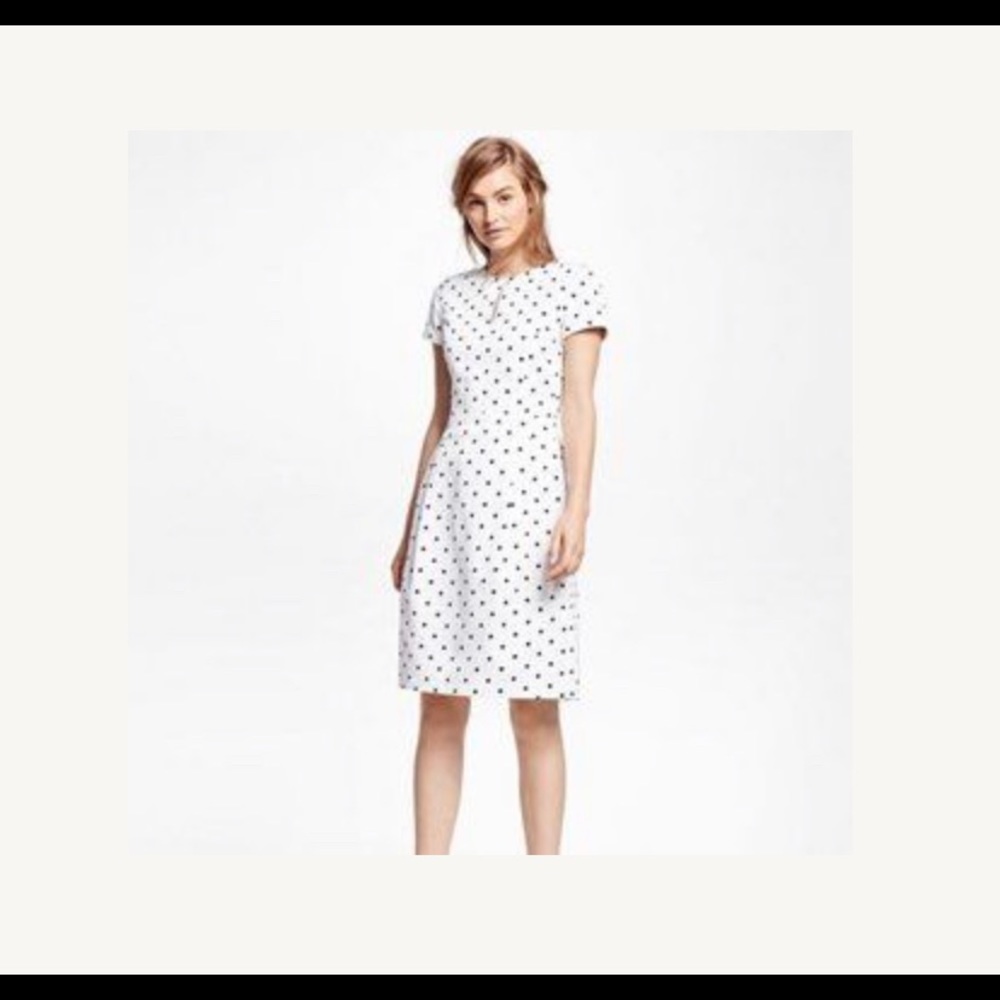 Brooks Brothers White & Blue Polka-Dot Dress